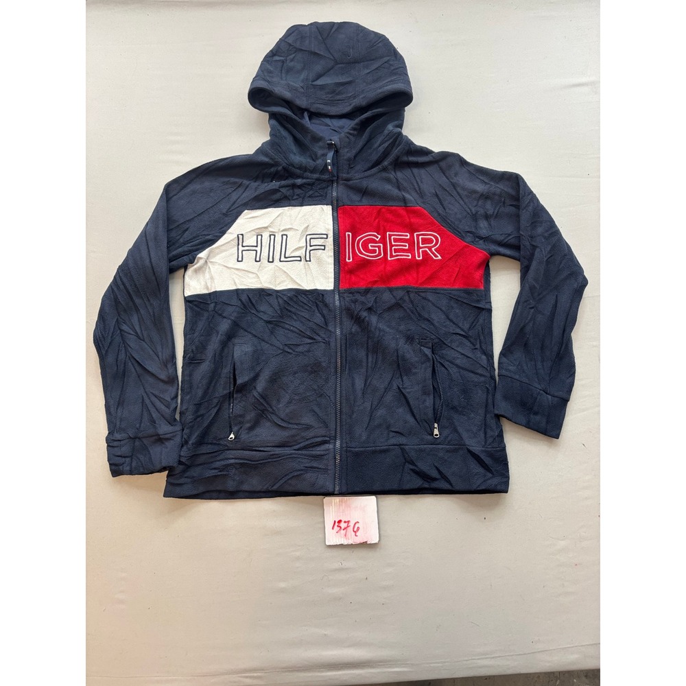 Tommy Hilfiger Sport Mens Navy Colorblock Full Zip Fleece Hoodie Large Logo